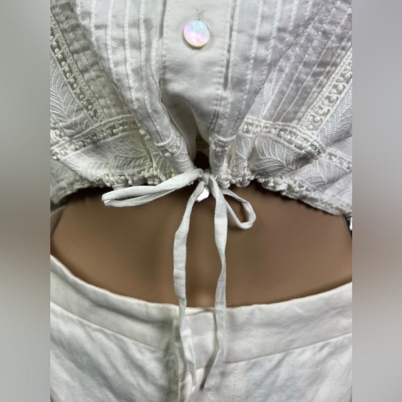 Polo Ralph Lauren Blouse Womens Cream White Lace Cotton Voile Bohemian Cropped - Picture 9 of 14